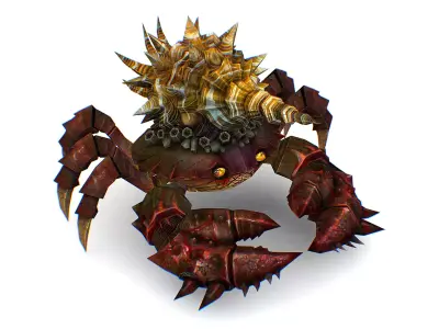 Red Giant Crab Shell Crayfish Arthropods Sea Animal Low-poly 3D model