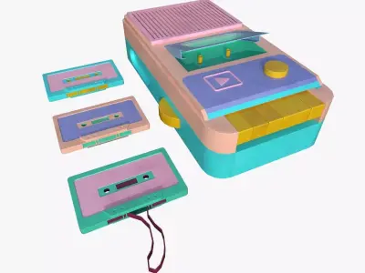 Retro Vintage Cassette Tape Recorder Stylized 3D Model 3D model
