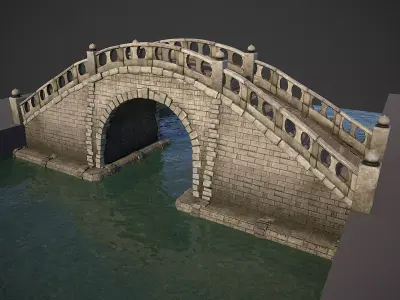 Japanese Medieval Bridge Low-poly 3D model