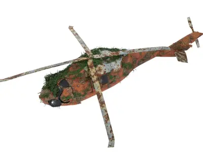 Damaged Rusted Helicopter 3D model