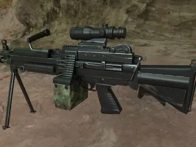 M249 SAW Machine Gun Low Poly Free low-poly 3D model