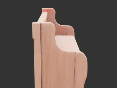 Classic Wooden Church Pew Low-poly 3D model