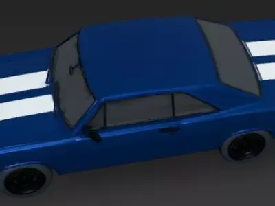 Classic Retro Muscle Car Blue Vehicle 3d model Low-poly 3D model