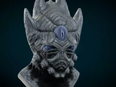 Alien bust of dragon 3D print model