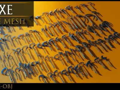 87 Weapons -Axe Base Mesh -Axe-Cold Weapons-UV-Vol 11 Low-poly 3D model