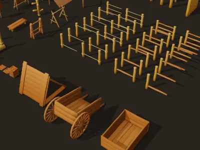 Props pack Low-poly 3D model