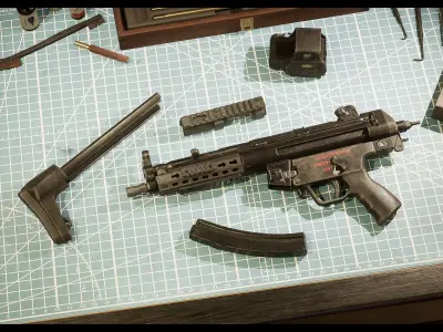 HK MP5A3 - MLI Low-poly 3D model