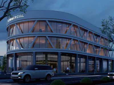 Commercial building mall Low-poly 3D model