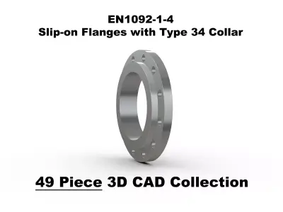 EN1092-1-4 Slip-on Flanges with Type 34 Collars 3D model