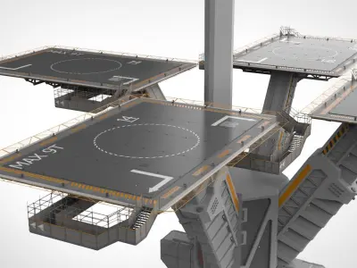 sci-fi landing platform 3 3D model