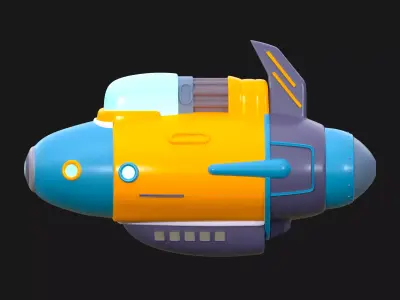 Cartoon ship Low-poly 3D model