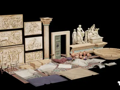 Neptune Roman Bath Low-poly 3D model