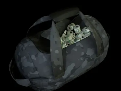 Opened Duffel Bag -empty Low-poly 3D model