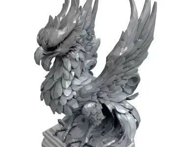 Majestic Griffin Statue HighPoly Sculpt Low-poly 3D model