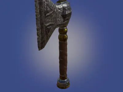 Ax made of iron with gold inlays PBR low-poly game-ready Free low-poly 3D model