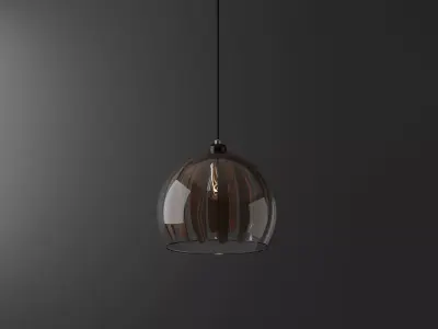 Simple Glass Lamp With Wood Details Free 3D model