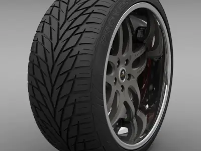 Savini Forged SV-2S Wheel and Tire 3D model