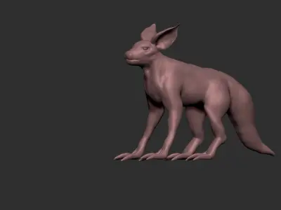 half cat half fox Low-poly 3D model