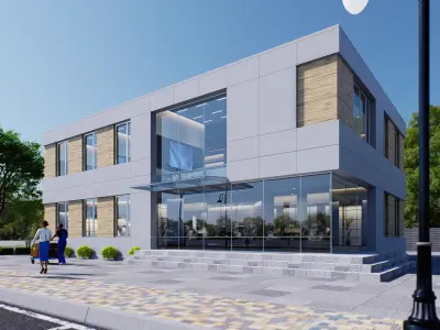 Commercial building Low-poly 3D model