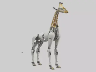 Robot version of a robot giraffe model Low-poly 3D model