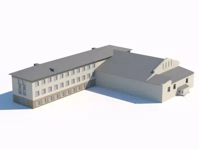 Soviet-era school building 3D model
