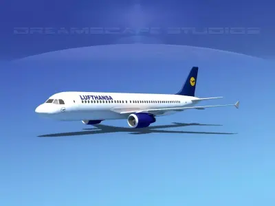 Airbus A320 LP Lufthansa Low-poly 3D model