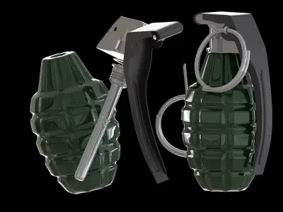 MK2 Hand Grenade With Part Low-poly 3D model