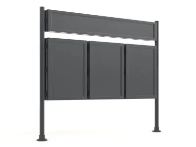 Billboard sign stand with four panels 3D model