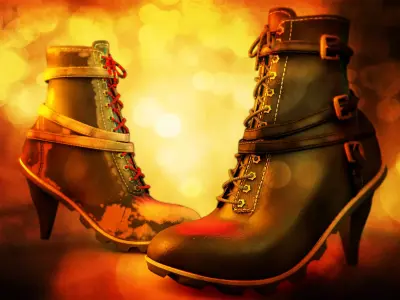 High Heeled Urban Boots 3D model