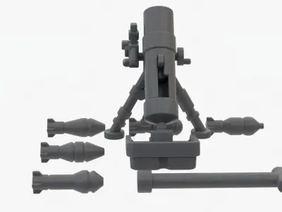 Detailed Lego Bazooka Rocket Launcher 3D model