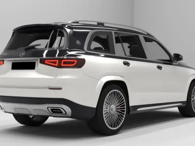 4 SUV cars Mercedes-Benz - Genesis - Range Rover - Cadillac 3D model