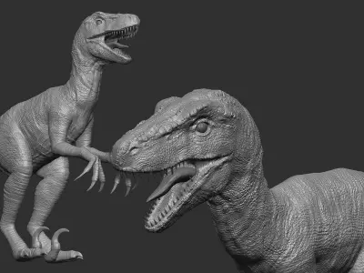 Blue Raptor - Velociraptor  Low-poly 3D model