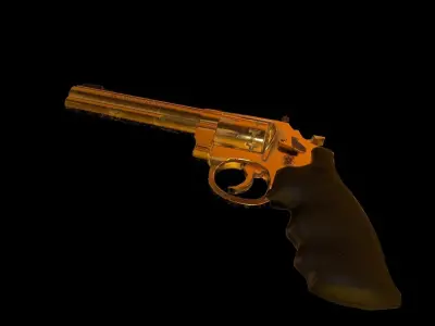 Golden Revolver with 10 Rounds Capacity Low-poly 3D model
