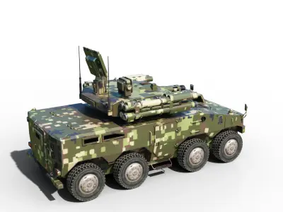 4 coatings of PLA Type 625E AA Gun Missile System PGL625 PGL-625 Low-poly 3D model