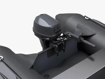 Inflatable boat 03 black with outboard boat motor 3D model