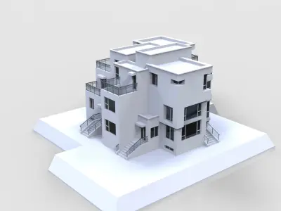 Modern Building House Low-poly 3D model