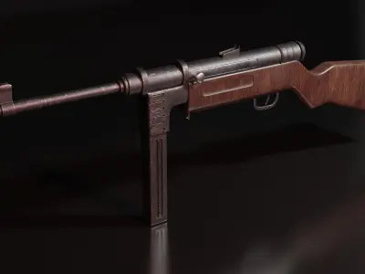 mp40gun wooden gun 3D model