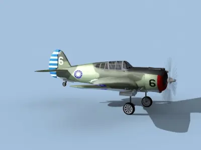 Curtiss H-75C Mohawk V12 China 3D model