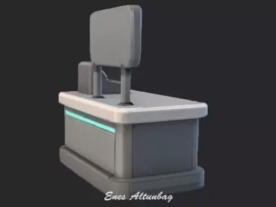 Futuristic Cash Register  3D Sci-Fi Checkout Counter  3D model