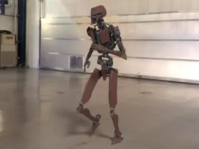 Animated fully rigged robot  3D model