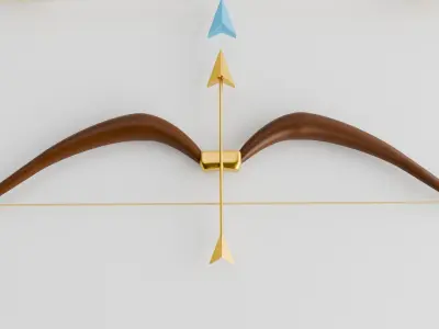 Elegant Fantasy Bow and Arrow Set Free low-poly 3D model