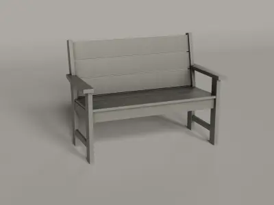 Lakeside Bench - 4 COLORS Low-poly 3D model