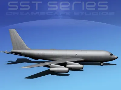 Boeing KC-135-E Stratotanker Bare Metal Low-poly 3D model