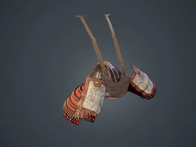 Samurai helmet - Hoshi kabuto Low-poly 3D model