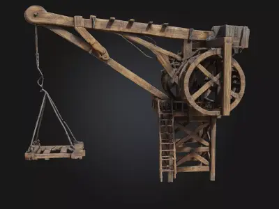 Medieval Treadwheel Crane  Engineering Marvel of the Middle Ages 3D model