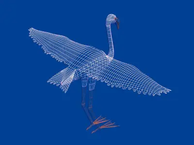 Pink Flamingo model Low-poly 3D model