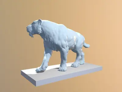 Realistic Smilodon Saber-toothed cat basemesh 3D print model