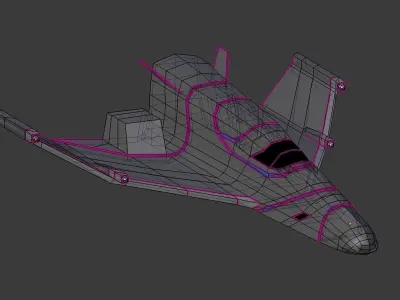 Spaceship Low-poly 3D model flying in night sky Low-poly 3D model