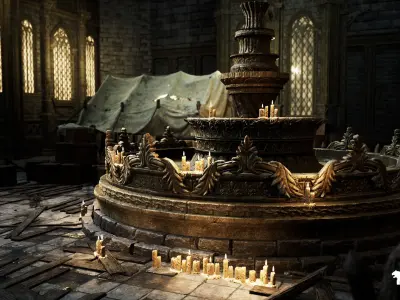 Fantasy Castle Environment Low-poly 3D model