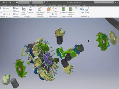 9 cylinder radial engine 3d model 3D model